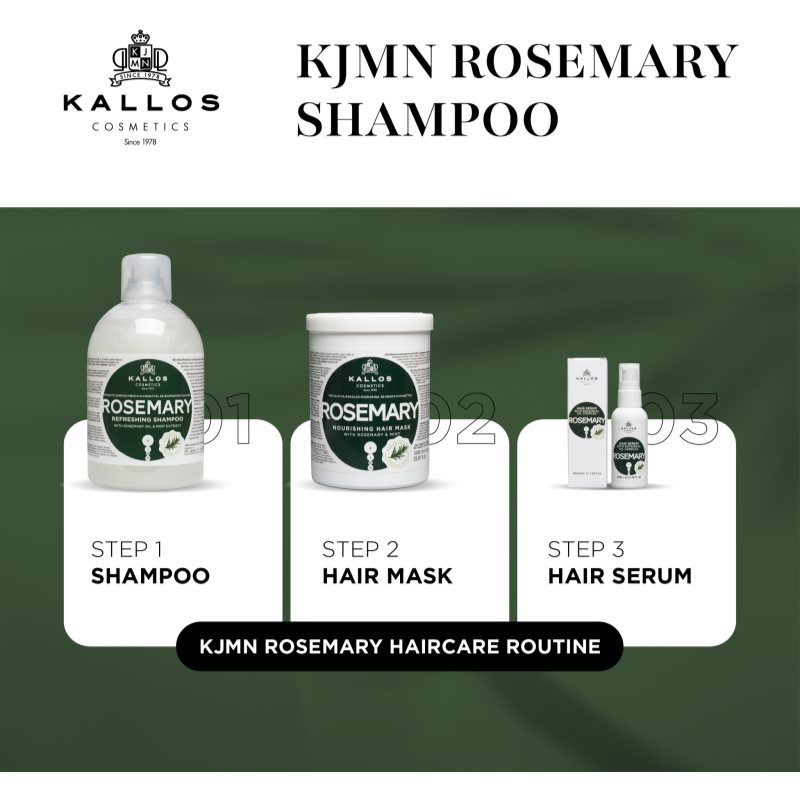 Kallos KJMN Professional Rosemary čistiaci šampón 1000 ml (obrázok 5)