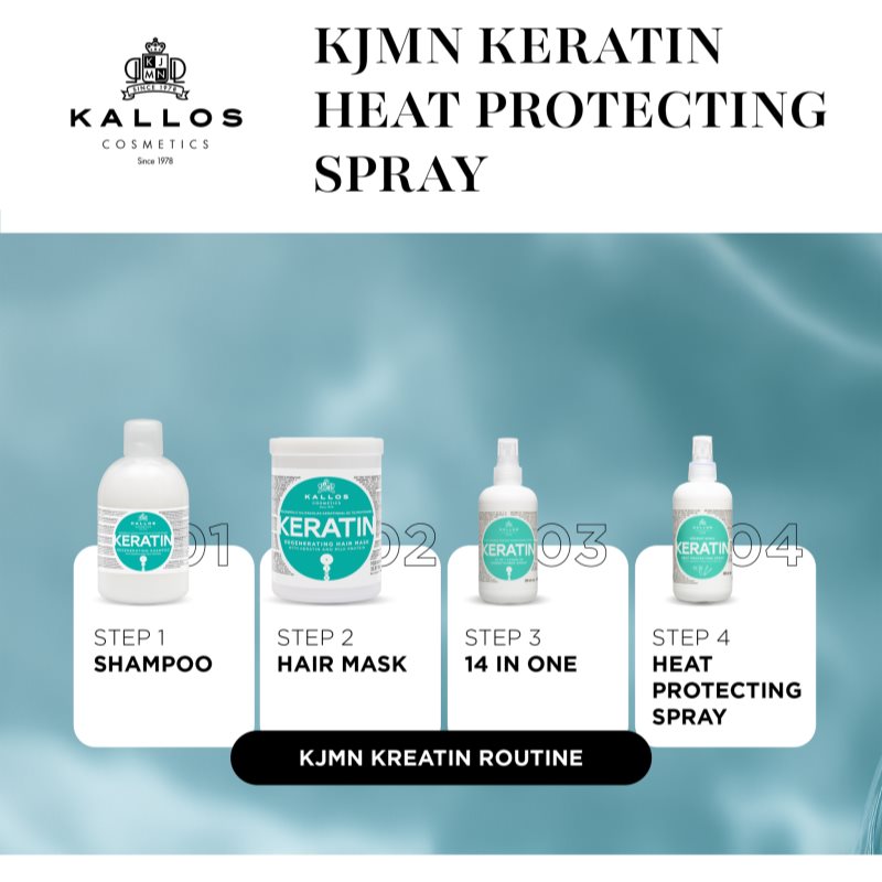 Kallos KJMN Keratin ochranný sprej pre tepelnú úpravu vlasov 200 ml (obrázok 4)