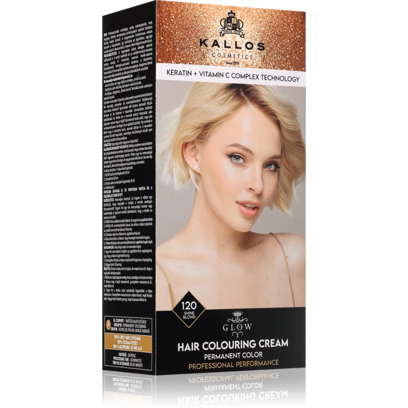 Kallos Glow Lasting Cream Colour permanentní barva na vlasy odstín Shine Blond 60 ml