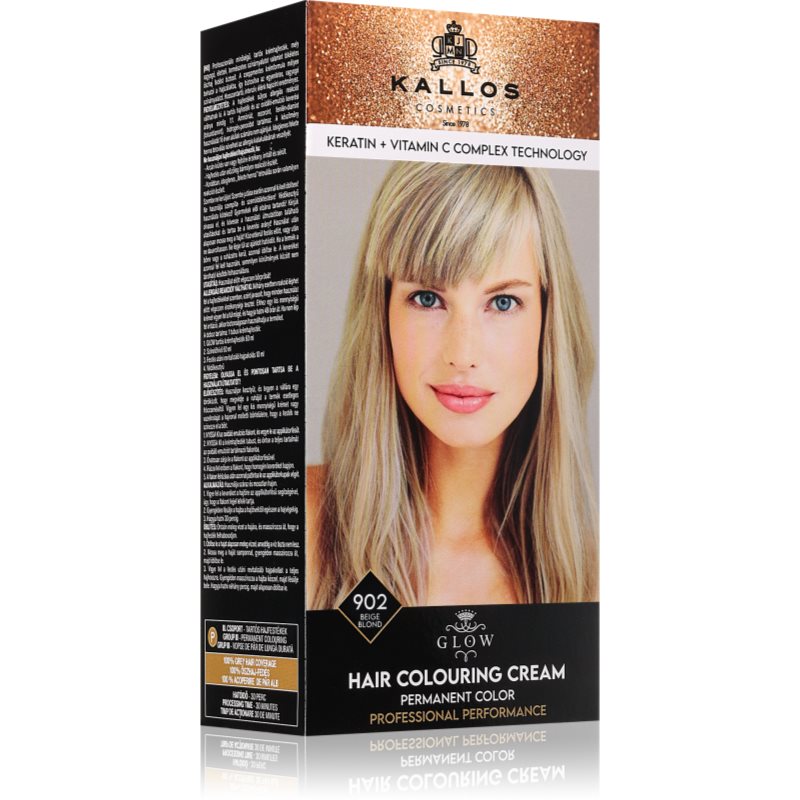 Kallos Glow Lasting Cream Colour permanentna barva za lase odtenek Beige Blond 60 ml