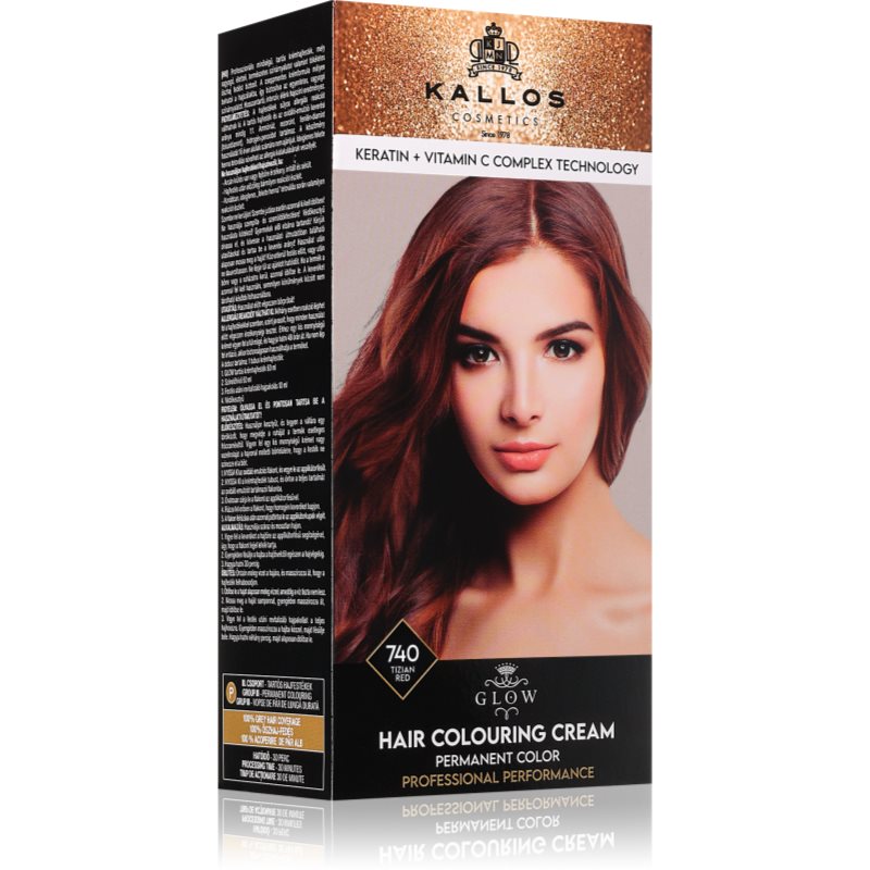 Kallos Glow Lasting Cream Colour permanentna barva za lase odtenek Tizian Red 60 ml