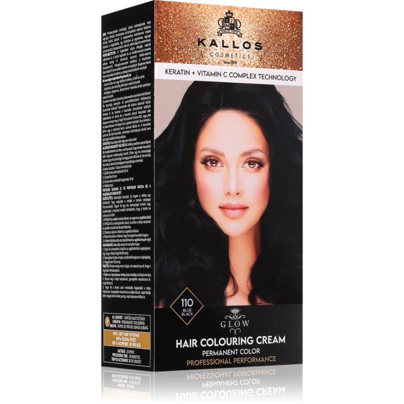 Kallos Glow Lasting Cream Colour permanentna barva za lase odtenek Blue Black 60 ml