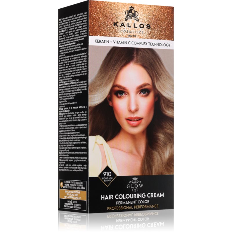 Kallos Glow Lasting Cream Colour permanentna barva za lase odtenek Light Ash Blond 60 ml