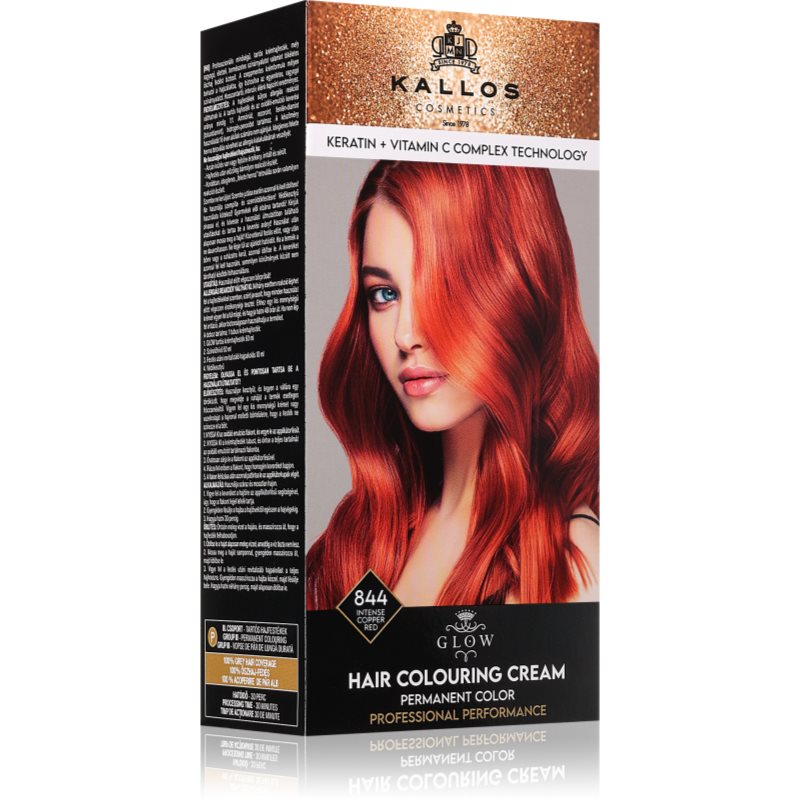 Kallos Glow Lasting Cream Colour Püsijuuksevärv varjund Intense Copper Red 60 ml