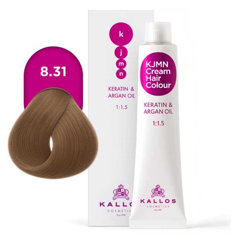 Kallos KJMN Professional Cream Hair Colour Keratin & Argan Oil farba na vlasy s keratínom a argánovým olejom odtieň 8.31 Light Golden Ash Blond 100 ml (obrázok 4)