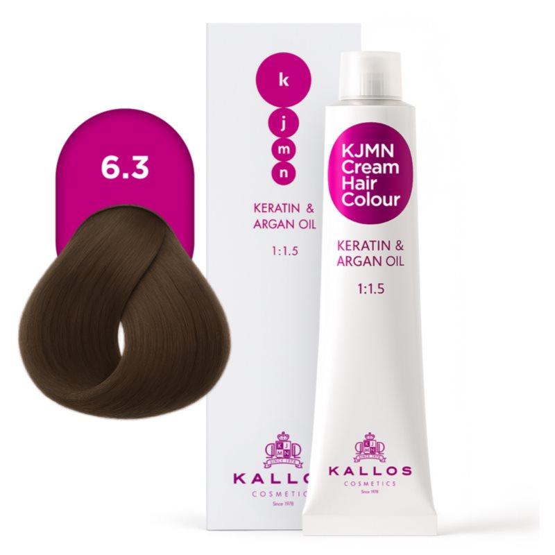 Kallos KJMN Professional Cream Hair Colour Keratin & Argan Oil farba na vlasy s keratínom a argánovým olejom odtieň 6.3 Dark Golden Blond 100 ml (obrázok 4)