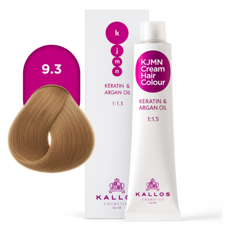 Kallos KJMN Professional Cream Hair Colour Keratin & Argan Oil farba na vlasy s keratínom a argánovým olejom odtieň 9.3 Very Light Golden Blond 100 ml (obrázok 4)
