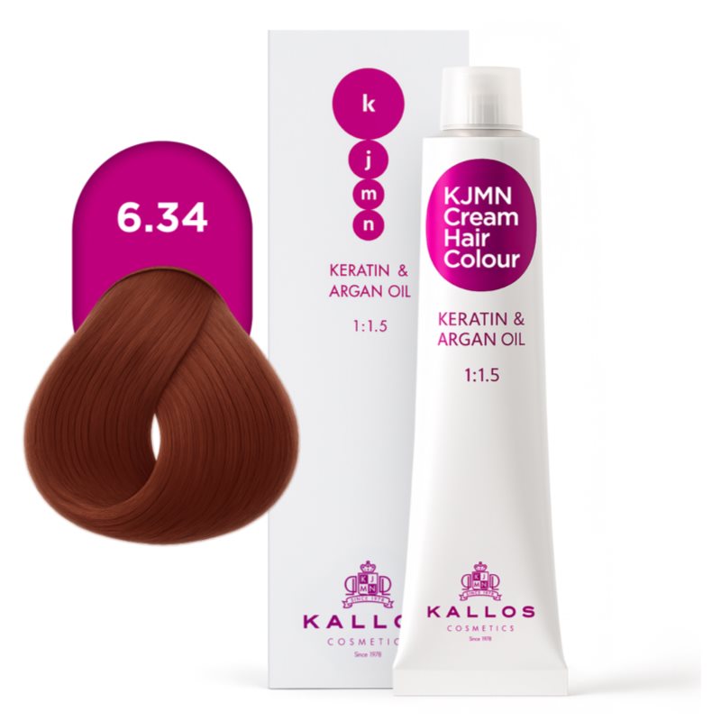 Kallos KJMN Professional Cream Hair Colour Keratin & Argan Oil Haarfarbe mit Keratin und Arganöl Farbton 6.34 Dark Golden Copper Blond 100 ml (Bild 4)