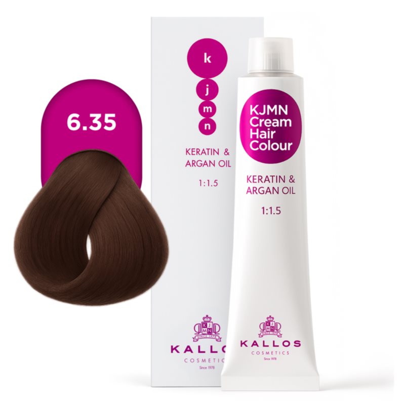 Kallos KJMN Professional Cream Hair Colour Keratin & Argan Oil Haarfarbe mit Keratin und Arganöl Farbton 6.35 Dark Golden Mahogany Blond 100 ml (Bild 4)