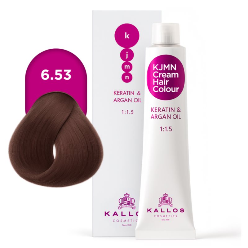 Kallos KJMN Professional Cream Hair Colour Keratin & Argan Oil farba na vlasy s keratínom a argánovým olejom odtieň 6.53 Chocolate 100 ml (obrázok 4)