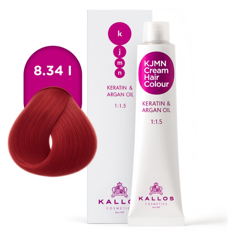 Kallos KJMN Professional Cream Hair Colour Keratin & Argan Oil Haarfarbe mit Keratin und Arganöl Farbton 8.34 l Intense Copper Red 100 ml (Bild 4)