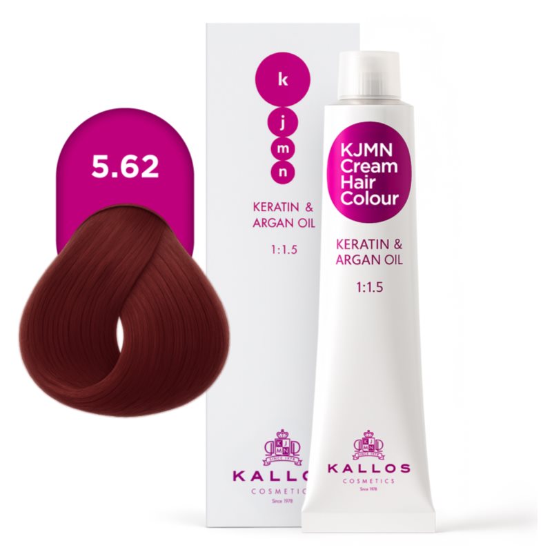 Kallos KJMN Professional Cream Hair Colour Keratin & Argan Oil Haarfarbe mit Keratin und Arganöl Farbton 5.62 Light Red Violet Brown 100 ml (Bild 4)