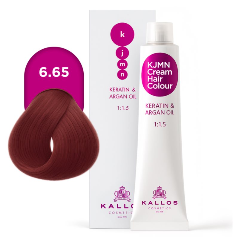 Kallos KJMN Professional Cream Hair Colour Keratin & Argan Oil Haarfarbe mit Keratin und Arganöl Farbton 6.65 Carmine Red 100 ml (Bild 4)