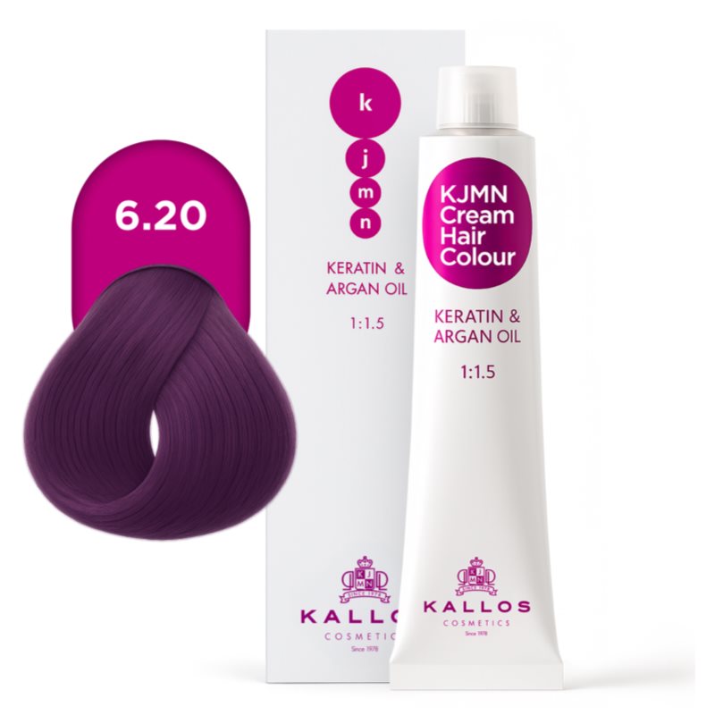 Kallos KJMN Professional Cream Hair Colour Keratin & Argan Oil farba na vlasy s keratínom a argánovým olejom odtieň 6.20 Dark Violet Blond 100 ml (obrázok 4)