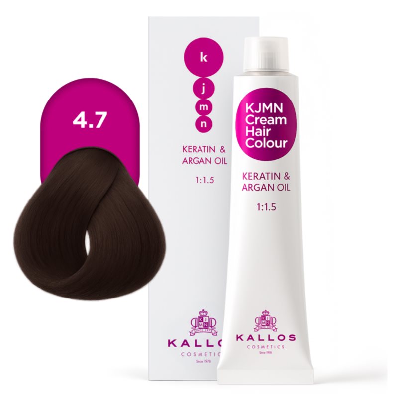 Kallos KJMN Professional Cream Hair Colour Keratin & Argan Oil farba na vlasy s keratínom a argánovým olejom odtieň 4.7 Mocha 100 ml (obrázok 4)