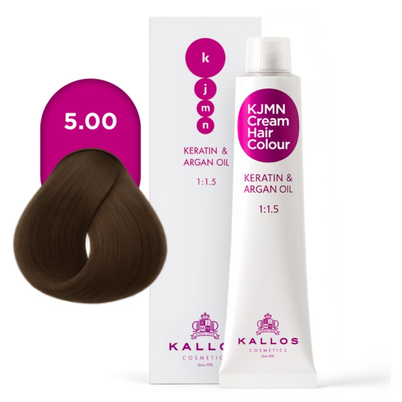 Kallos KJMN Professional Cream Hair Colour Keratin & Argan Oil farba na vlasy s keratínom a argánovým olejom odtieň 5.00 Light Brown Plus 100 ml (obrázok 4)
