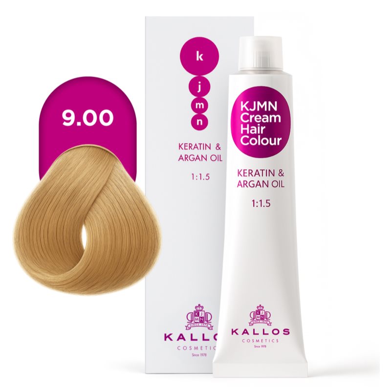 Kallos KJMN Professional Cream Hair Colour Keratin & Argan Oil farba na vlasy s keratínom a argánovým olejom odtieň 9.00 Very Light Blond Plus 100 ml (obrázok 4)