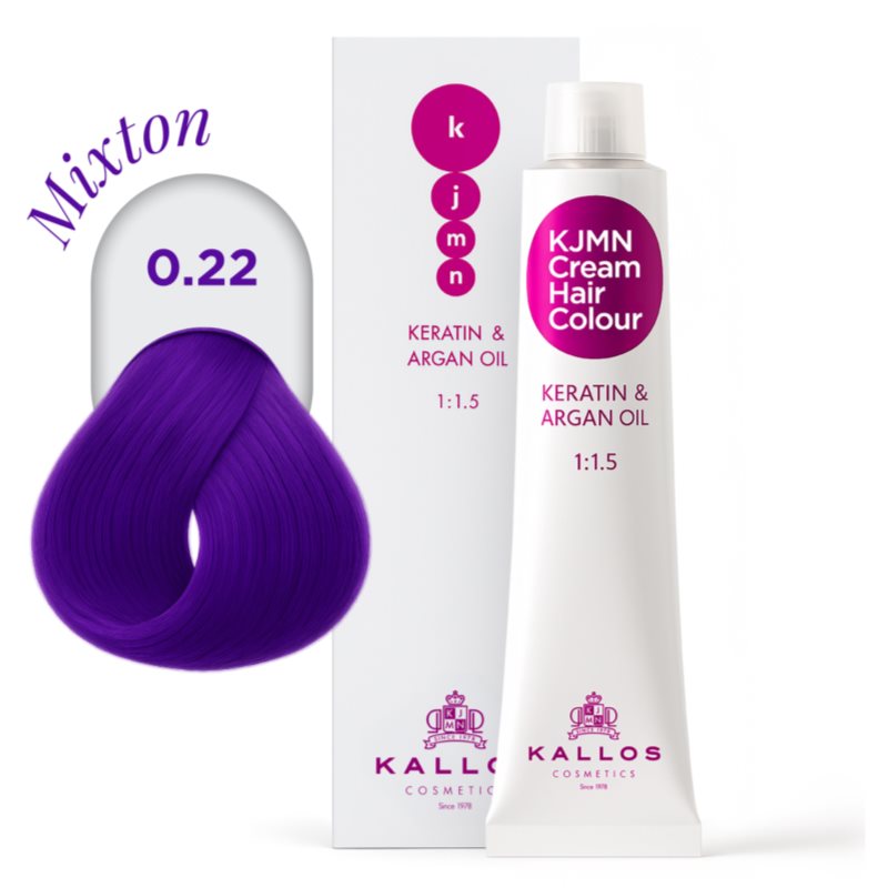 Kallos KJMN Professional Cream Hair Colour Keratin & Argan Oil farba na vlasy s keratínom a argánovým olejom odtieň 0.22 Violet 100 ml (obrázok 4)