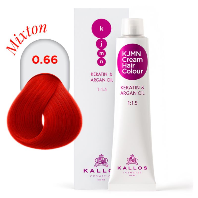 Kallos KJMN Professional Cream Hair Colour Keratin & Argan Oil farba na vlasy s keratínom a argánovým olejom odtieň 0.66 Red 100 ml (obrázok 4)