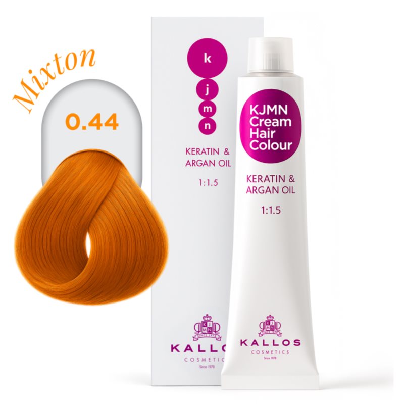 Kallos KJMN Professional Cream Hair Colour Keratin & Argan Oil farba na vlasy s keratínom a argánovým olejom odtieň 0.44 Copper 100 ml (obrázok 4)