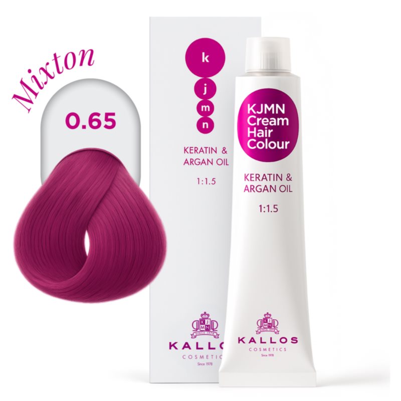Kallos KJMN Professional Cream Hair Colour Keratin & Argan Oil farba na vlasy s keratínom a argánovým olejom odtieň 0.65 Pink 100 ml (obrázok 4)