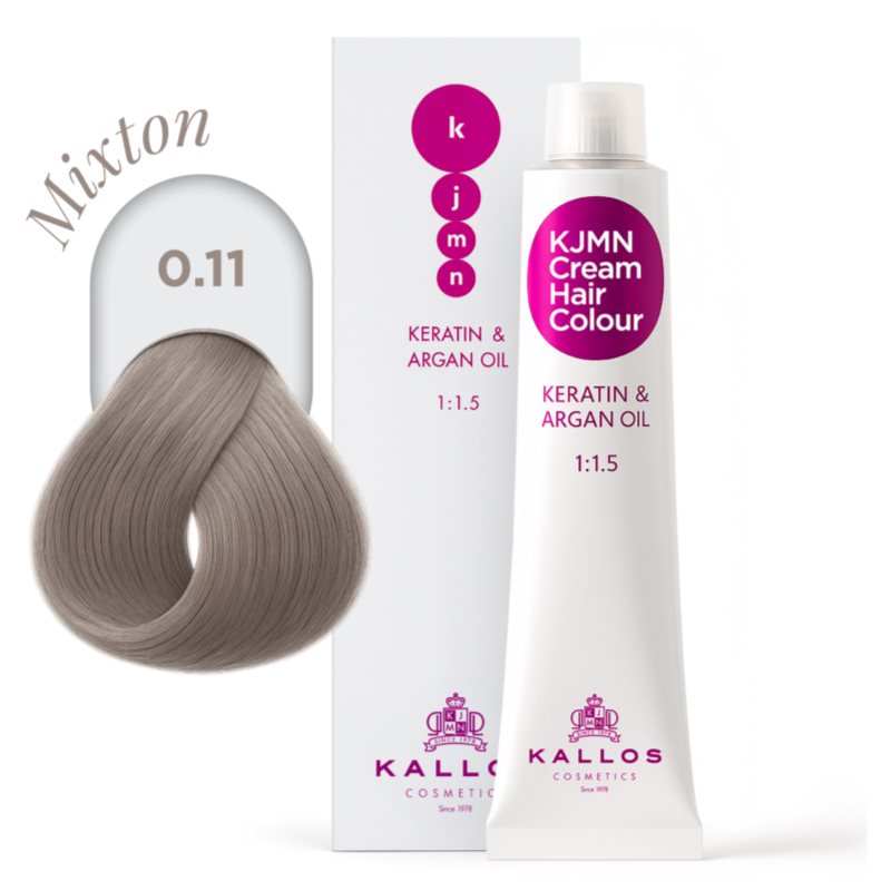 Kallos KJMN Professional Cream Hair Colour Keratin & Argan Oil farba na vlasy s keratínom a argánovým olejom odtieň 0.11 Ash 100 ml (obrázok 4)