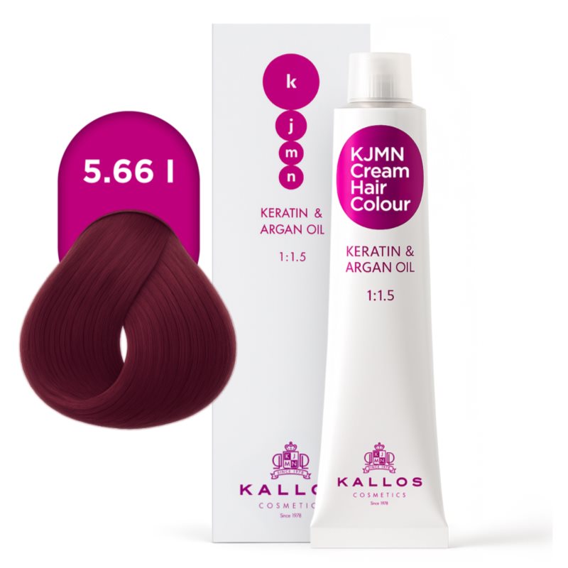 Kallos KJMN Professional Cream Hair Colour Keratin & Argan Oil farba na vlasy s keratínom a argánovým olejom odtieň 5.66 l Brilliant Violet 100 ml (obrázok 4)