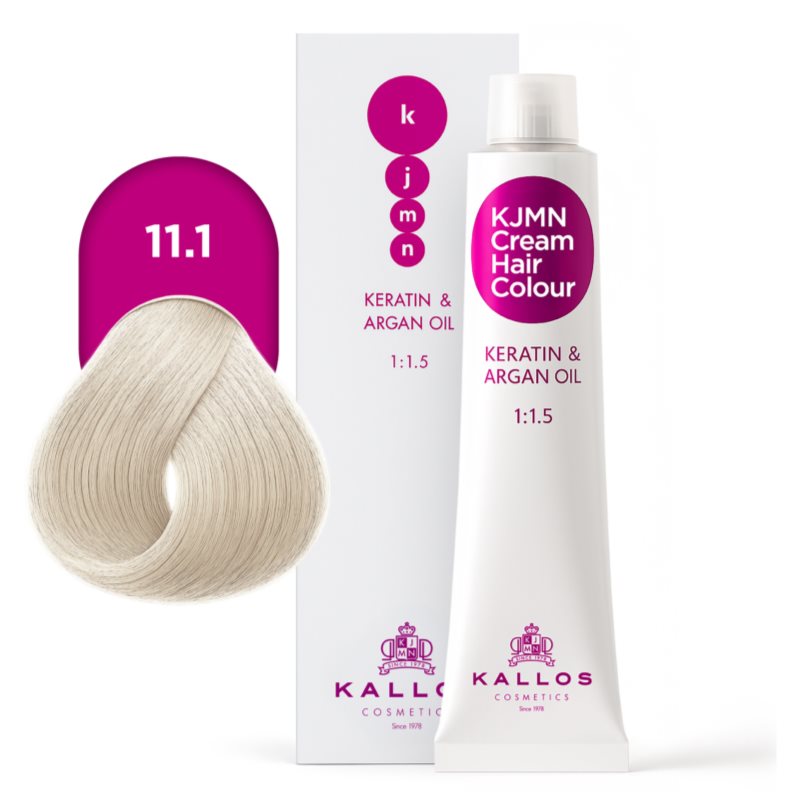 Kallos KJMN Professional Cream Hair Colour Keratin & Argan Oil farba na vlasy s keratínom a argánovým olejom odtieň 11.1 Very Light Ash Blond Extra 10 (obrázok 4)