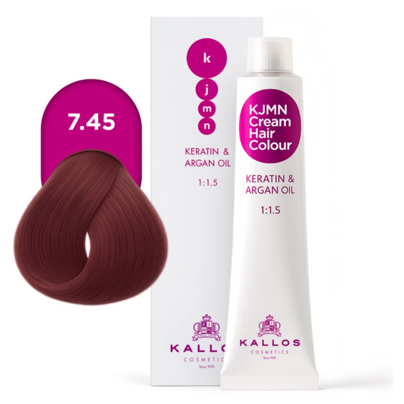 Kallos KJMN Professional Cream Hair Colour Keratin & Argan Oil Haarfarbe mit Keratin und Arganöl Farbton 7.45 Medium Copper Mahogany Blond 100 ml (Bild 4)