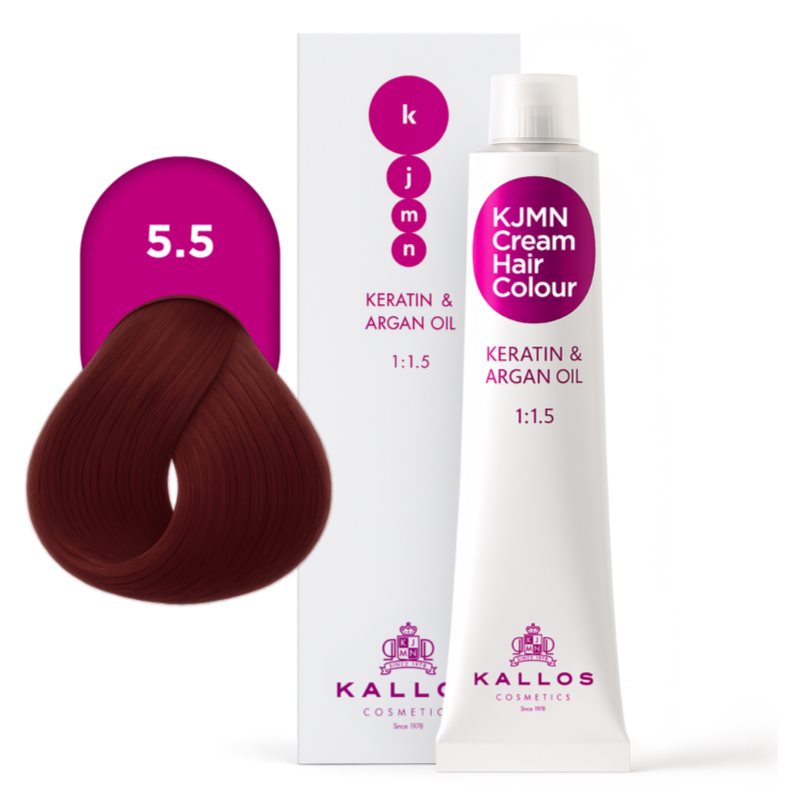 Kallos KJMN Professional Cream Hair Colour Keratin & Argan Oil Haarfarbe mit Keratin und Arganöl Farbton 5.5 Light Mahogany Brown 100 ml (Bild 4)