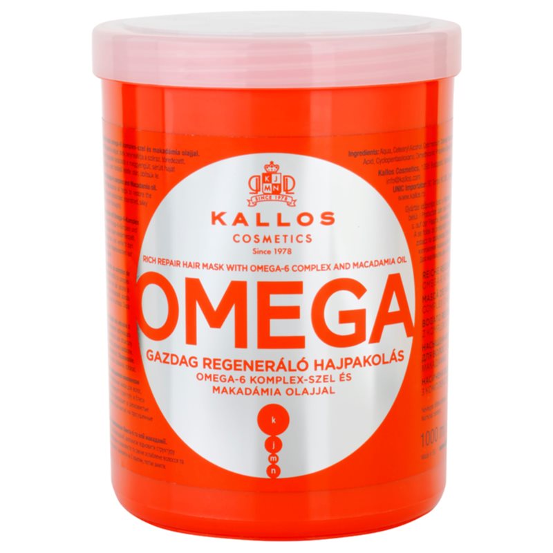 Kallos Cosmetics Omega 1000 ml maska na vlasy pre ženy na poškodené vlasy