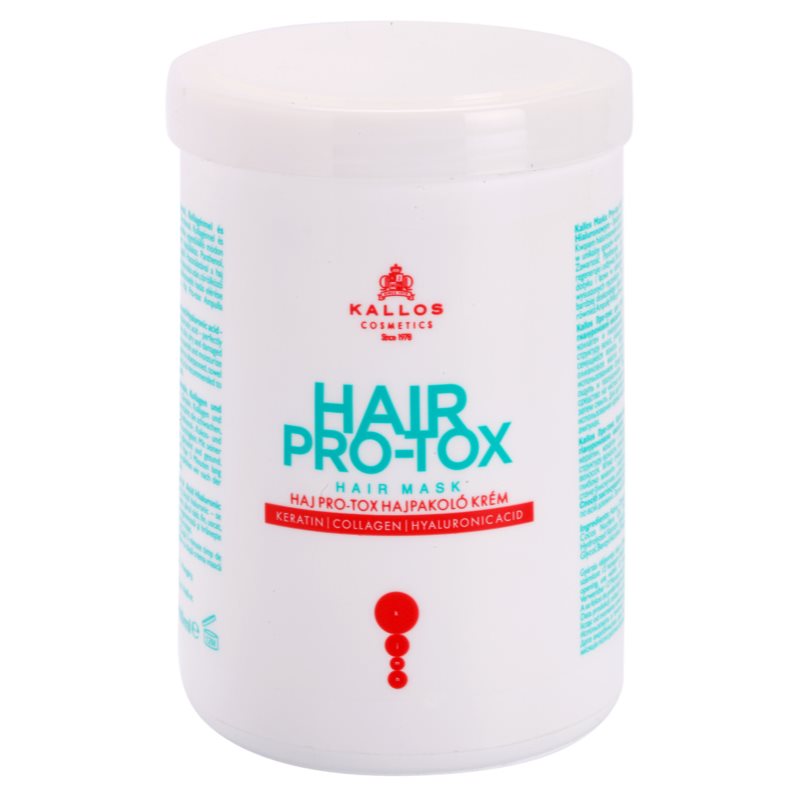 Kallos Hair Pro-Tox maska pro slabé a poškozené vlasy s kokosovým olejem, kyselinou hyaluronovou a kolagenem 1000 ml