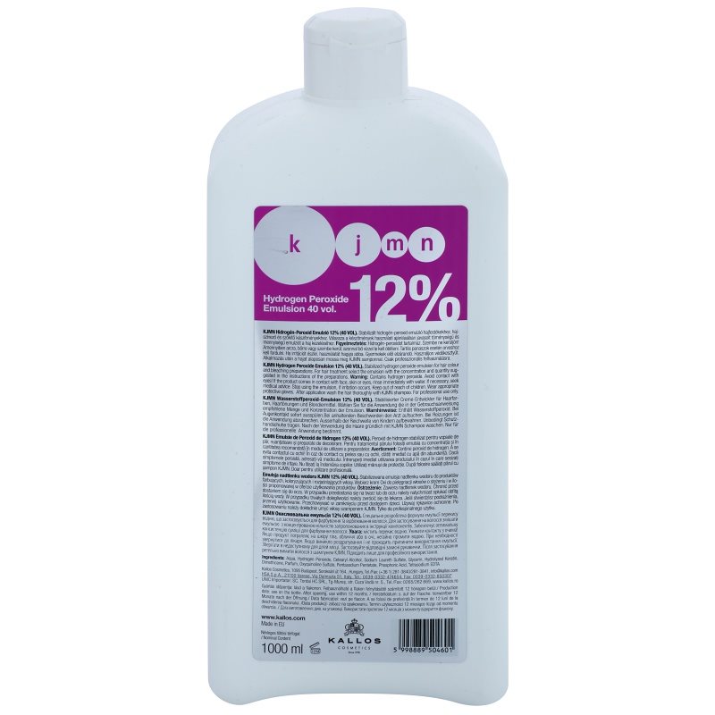 Kallos KJMN Hydrogen Peroxide Aktiverande emulsion 12% 40 vol. för professionellt bruk 1000 ml female