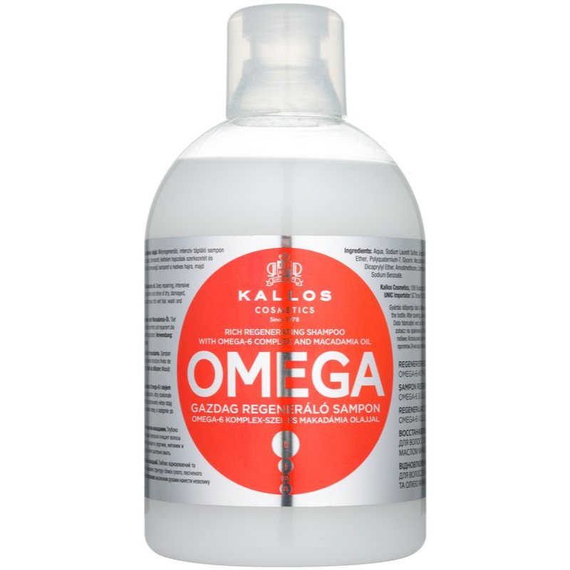 Kallos KJMN Professional regeneracijski šampon z omega-6 kompleksom in makadamijevim oljem 1000 ml