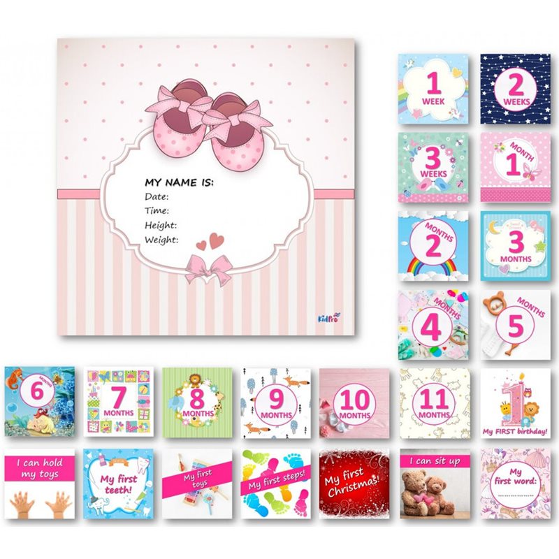 KidPro Milestone Cards Baby Girl kartice z mejniki