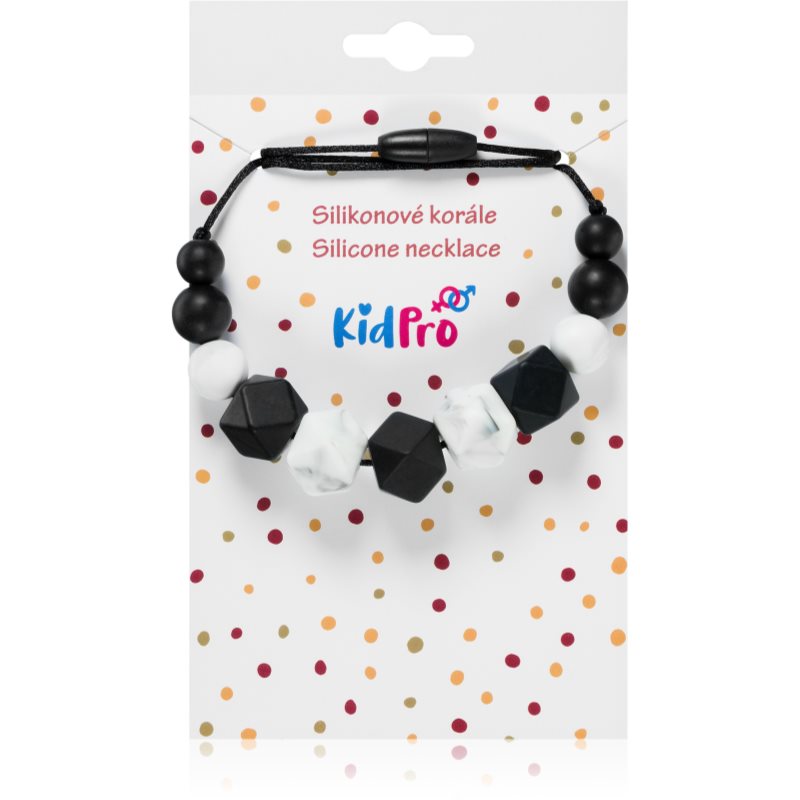 KidPro Silicone Necklace kuglice za grickanje Black & White 1 kom