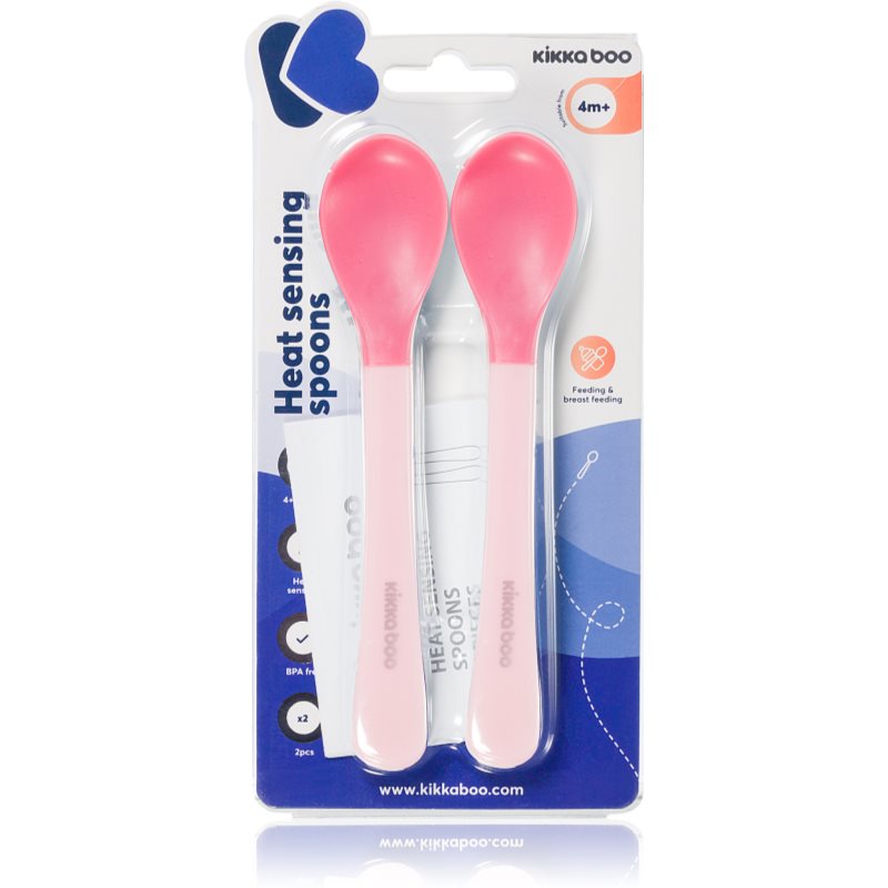Kikkaboo Heat Sensing Spoons spoon with a heat sensor 4 m+ Pink 2 pc
