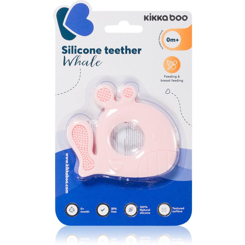 Kikkaboo Silicone Teether Whale chew toy Pink 1 pc
