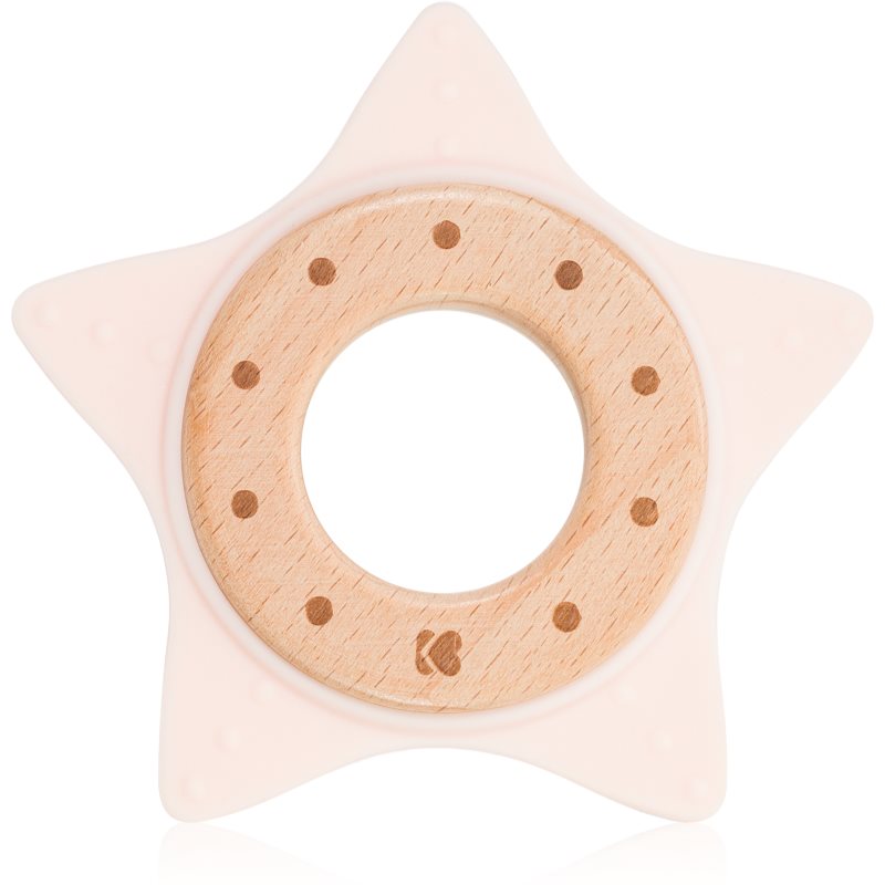 Kikkaboo Silicone and Wood Teether Star chew toy Pink 1 pc
