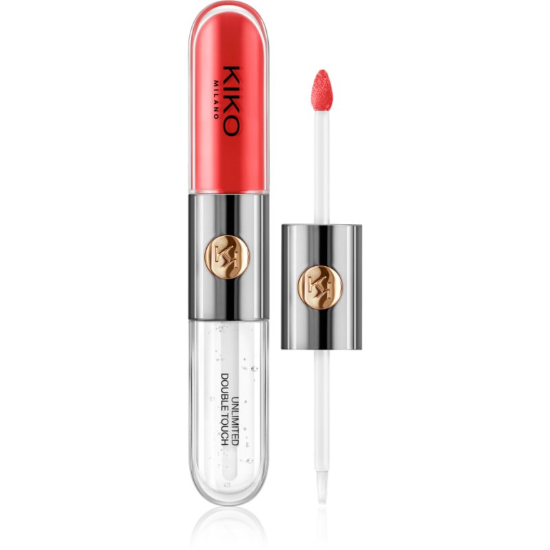 KIKO Milano Unlimited Double Touch długotrwała szminka w płynie z połyskiem odcień 115 Fire Red 6 ml