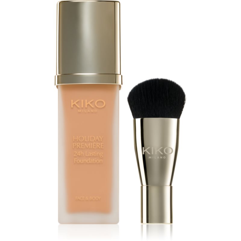 KIKO Milano Holiday Première 24h Lasting Foundation voděodolný tekutý make-up se štětcem odstín 06 Caramel 28 ml