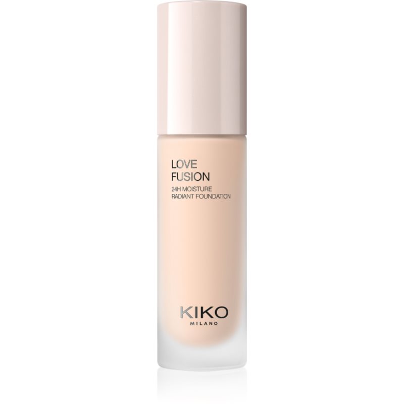 KIKO Milano Love Fusion 24H Moisture Radiant Foundation Langanhaltende cremige Make-up mit feuchtigkeitsspendender Wirkung Farbton 1 Warm Gold 30 ml