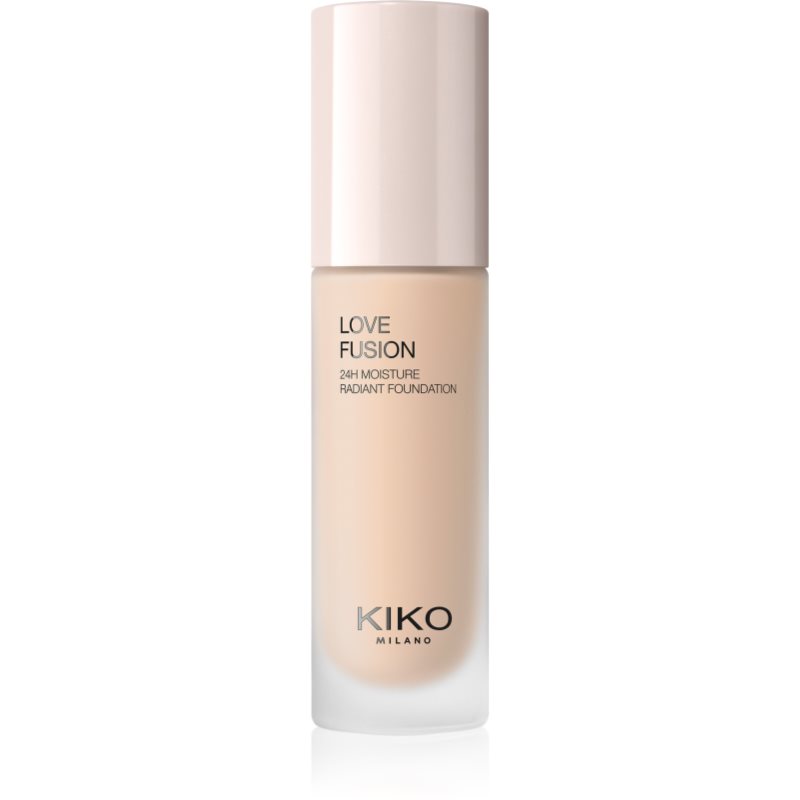 KIKO Milano Love Fusion 24H Moisture Radiant Foundation Langanhaltende cremige Make-up mit feuchtigkeitsspendender Wirkung Farbton 2 Neutral Gold 30 m