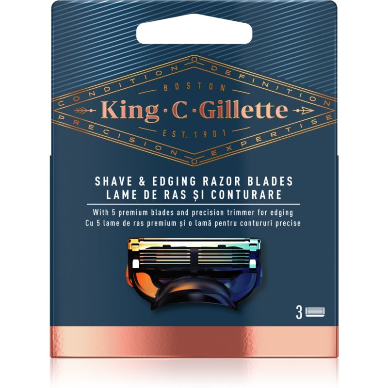 King C. Gillette Shave & Edging Razor heads atsarginės galvutės skutimuisi 3 vnt.