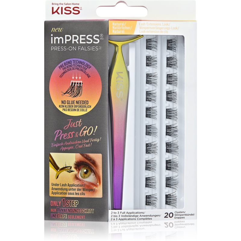 KISS imPRESS Press-on Falsies mănunchiuri de gene individuale autoadezive 01 Natural 20 buc