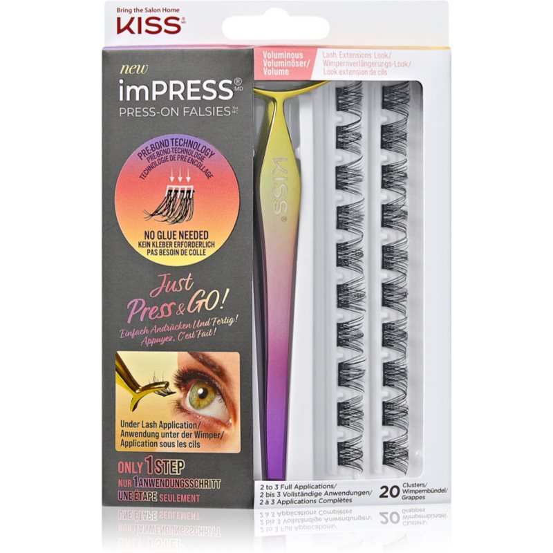 KISS imPRESS Press-on Falsies mănunchiuri de gene individuale autoadezive 02 Voluminous 20 buc