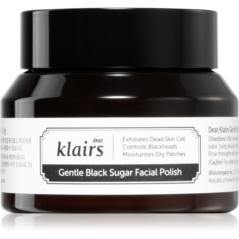 Klairs Gentle Black Sugar Facial Polish hidratáló peeling arcra 110 g