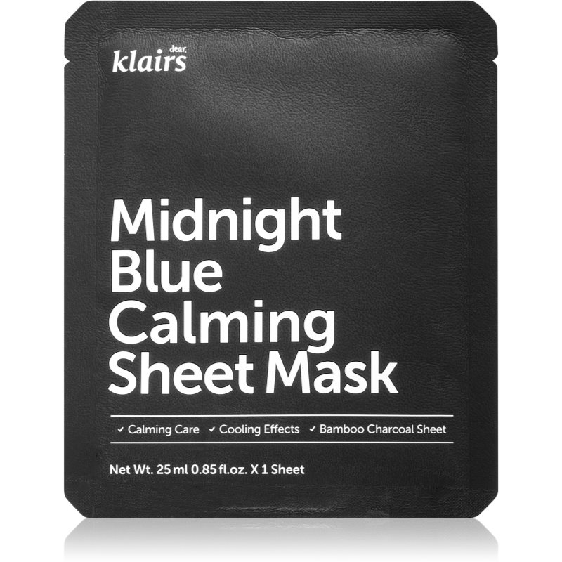 Klairs Midnight Blue Calming Sheet Mask заспокійлива косметична марлева маска 25 мл