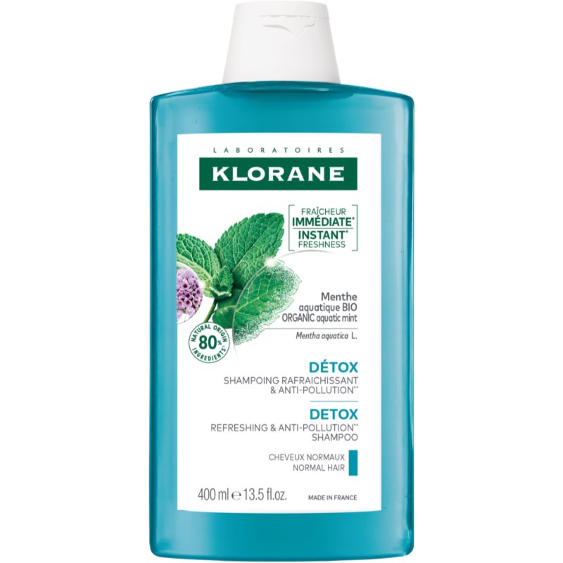 Klorane Klorane Organic Mint șampon detoxifiant pentru curățare pentru par normal 400 ml