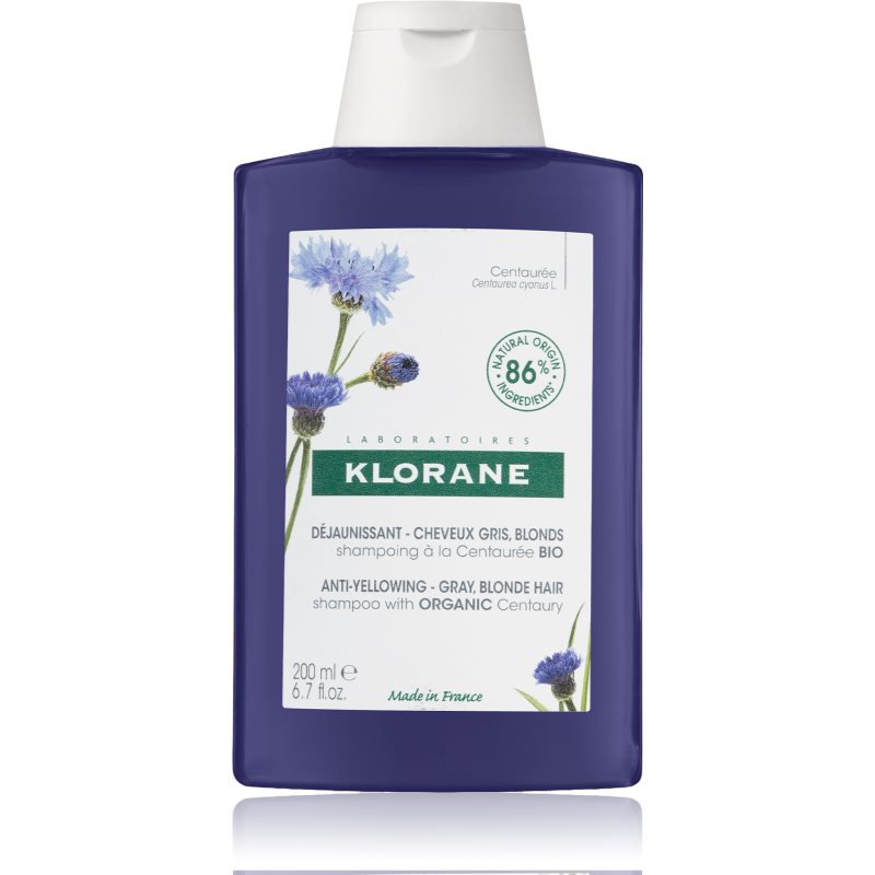 Klorane Cornflower Organic šampūnas geltoniems atspalviams neutralizuoti 200 ml